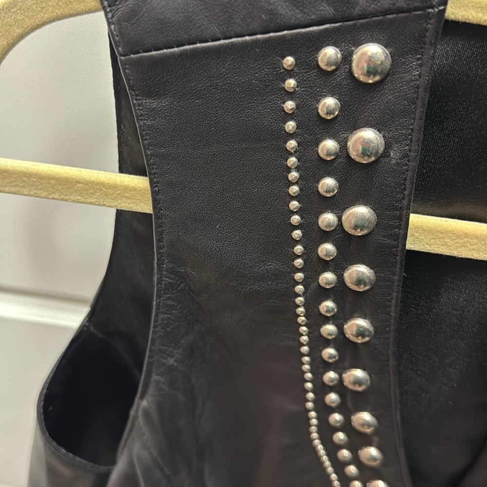 Tribe America leather and nailhead authentic moto vest - Picture 2 of 6